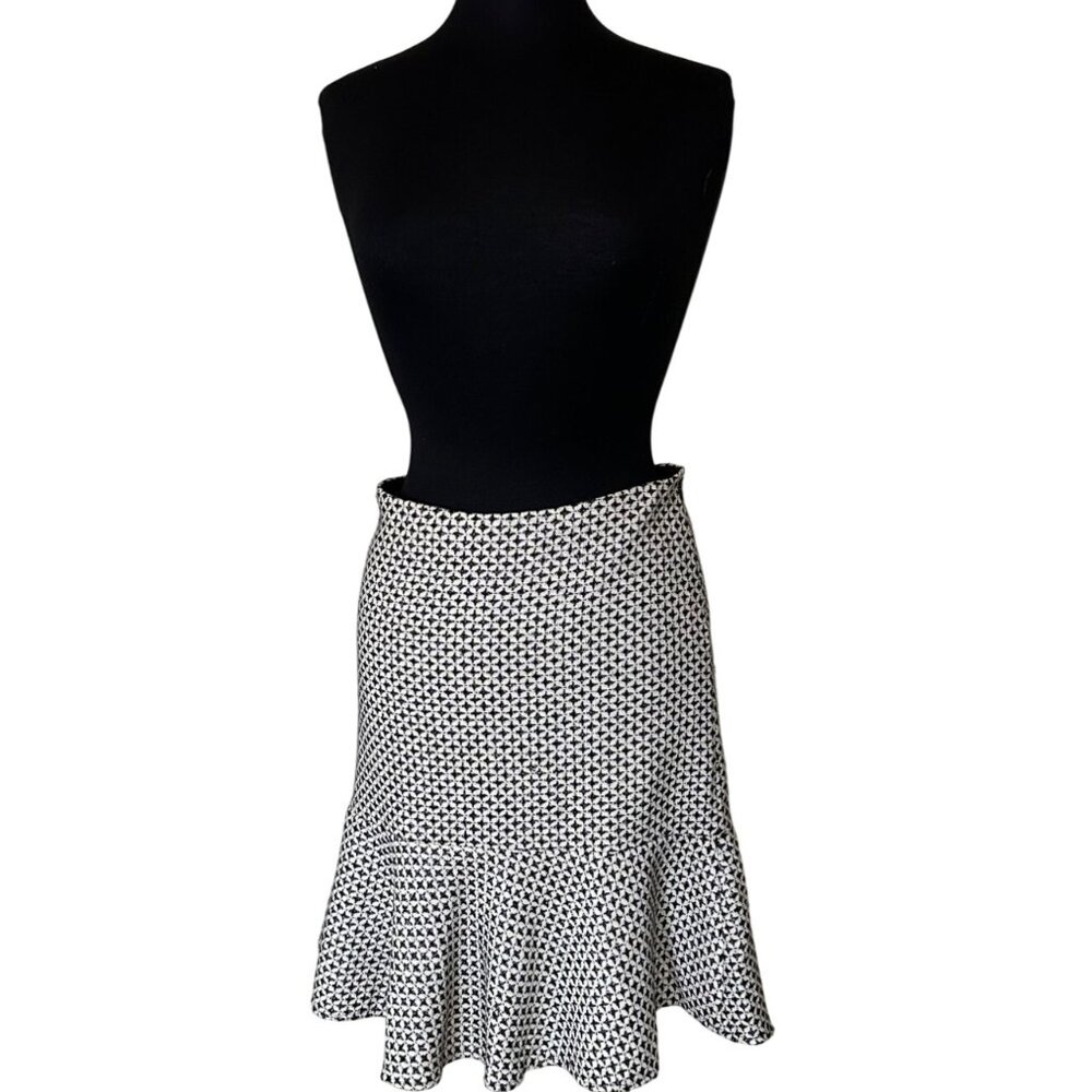 White Black Brand Flare Black & White Skirt Wool Rayon Blend Women's Size 2-READ
